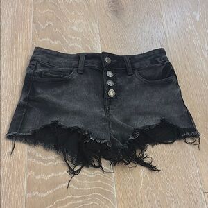 Black Distressed Denim Shorts